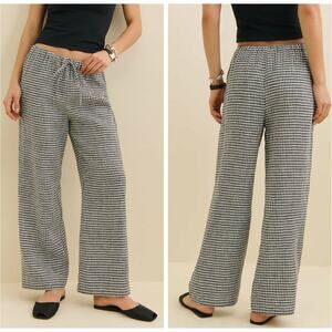 Reformation Olina Linen Remy Check Gingham Cropped Pants Size Small